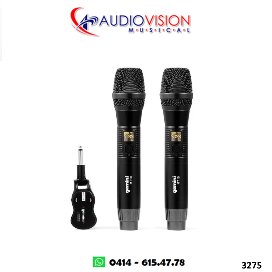 MICROFONO INALAMBRICO DE MANO 2 MICROFONOS UHF RECARGABLE GMU-M200 By GEMINI