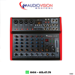 Consola Amplificada 08 Canales 300WAT BT 4 Canales Stereo USB PC 16 FX Dps MIX-8PC Soundtrack