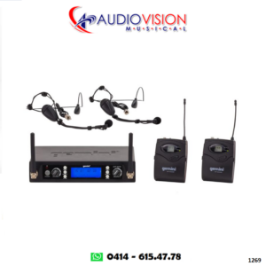 MICROFONO INALAMBRICO DE CINTILLO Y SOLAPA 2 MICROFONOS LAV/HEAD UHF-6200HL  By GEMINI