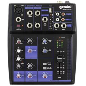 CONSOLA PASIVA 05 CANALES (1 CANON + 4 LINEAS) MP3/BT USB GEM-05USB GEMINI