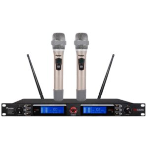 MICROFONO INALAMBRICO DE MANO 2 MICROFONOS UHF PARA RACK STW-86HU2 SOUNDTRACK