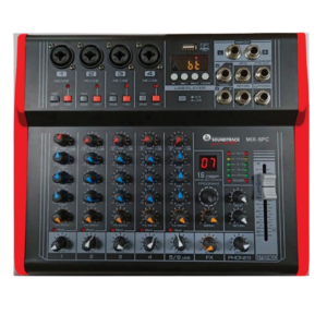 Consola Amplificada 06 Canales 300WAT (4 Canon + 2 Stereo) USB PC 16 FX DSP MIX-6PC Soundtrack